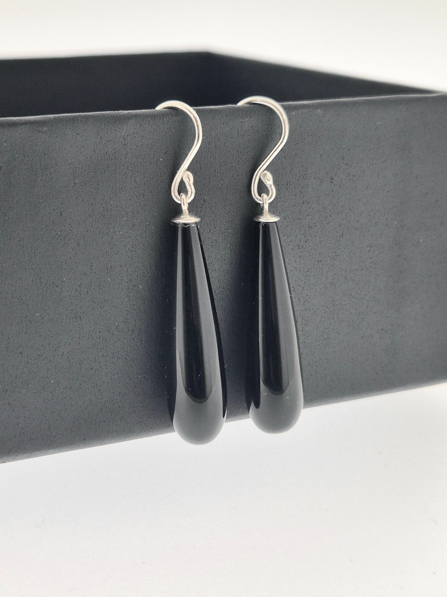 Sterling Silver Natural Gemstone Long Drop Earrings