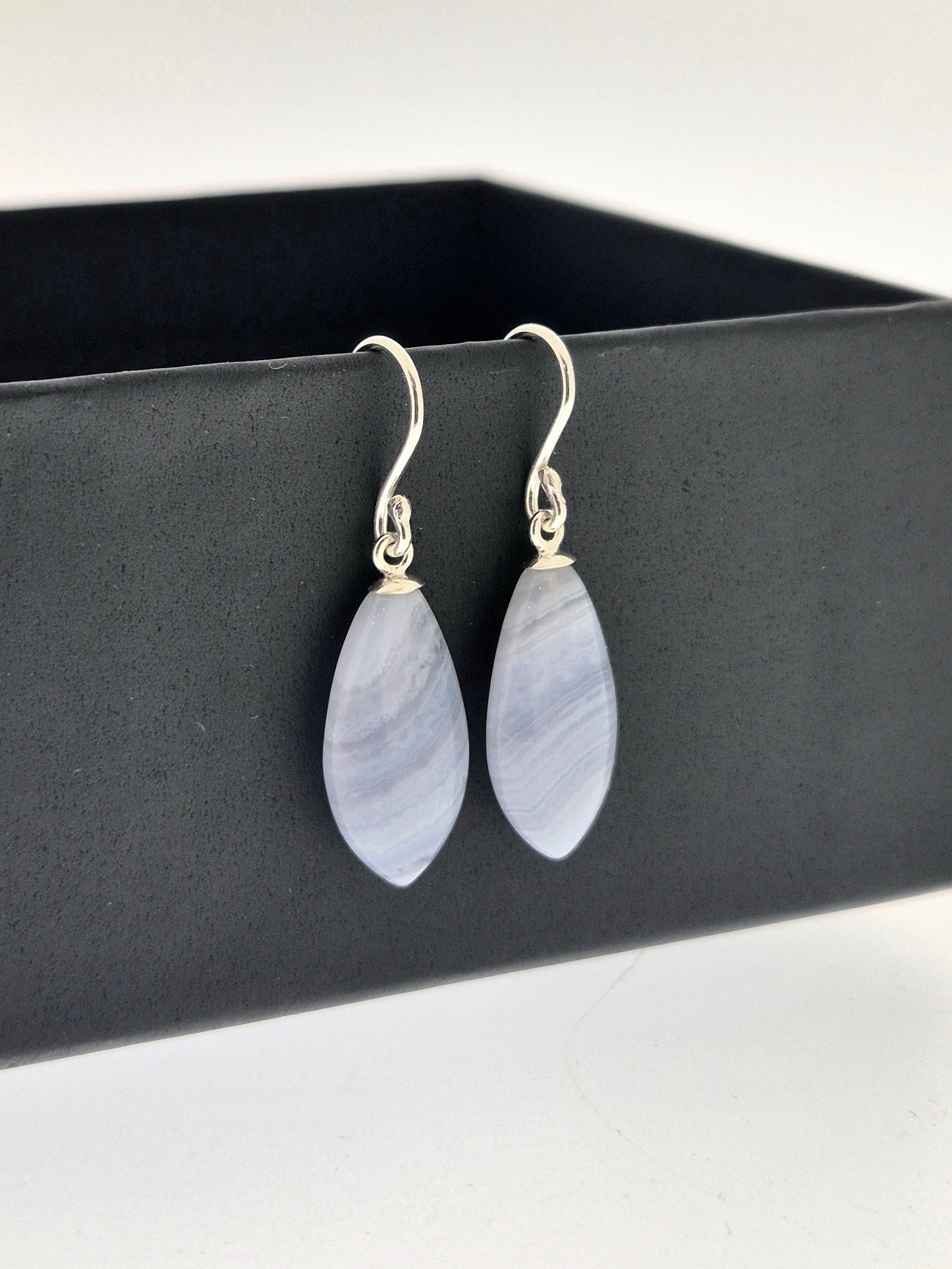 Sterling Silver Natural Gemstone Long Drop Earrings