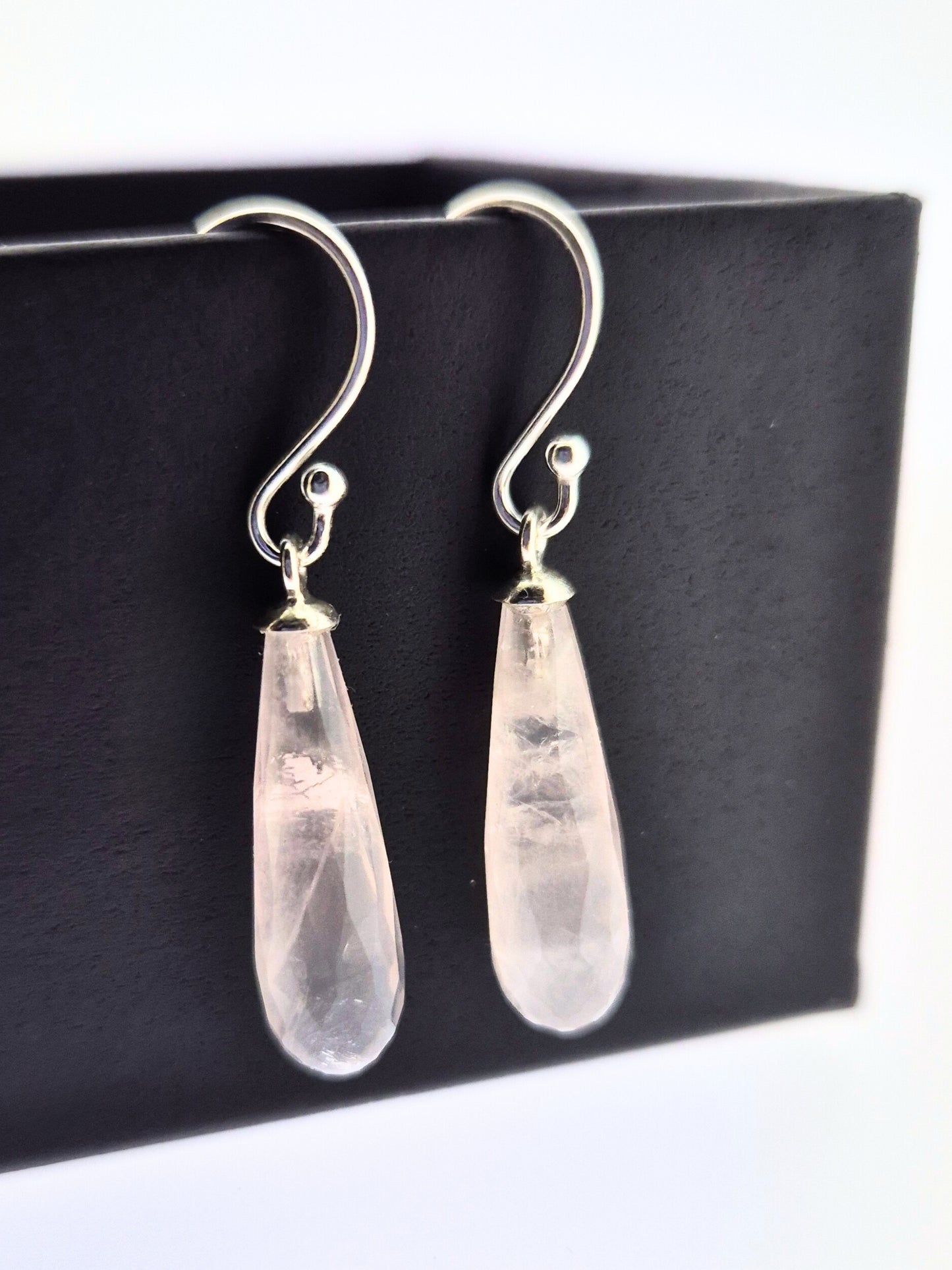 Sterling Silver Natural Gemstone Long Drop Earrings