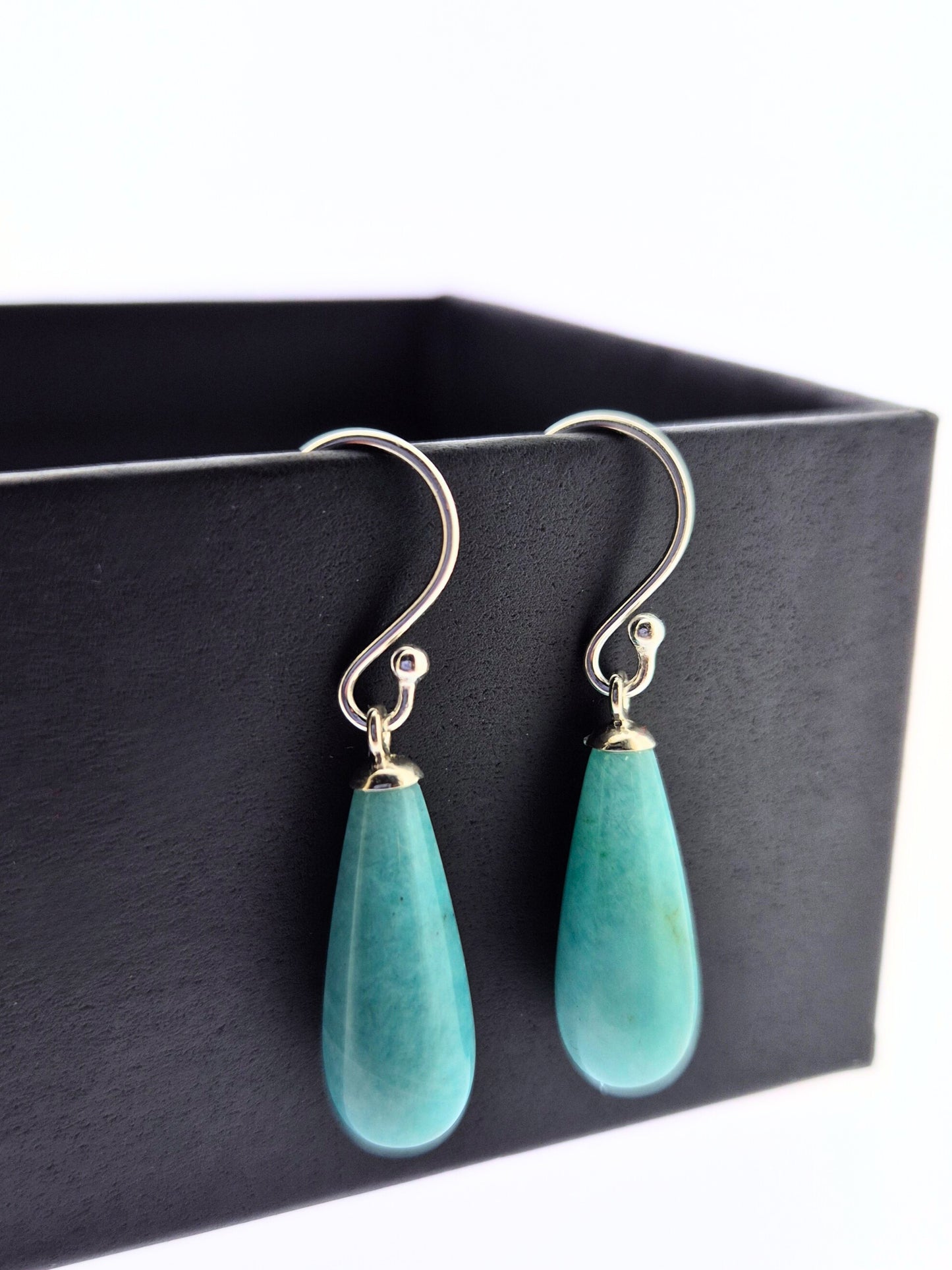 Sterling Silver Natural Gemstone Long Drop Earrings