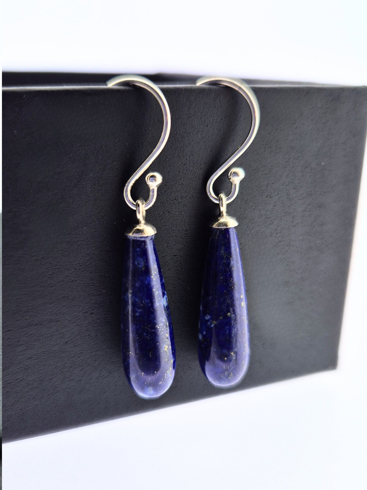 Sterling Silver Natural Gemstone Long Drop Earrings