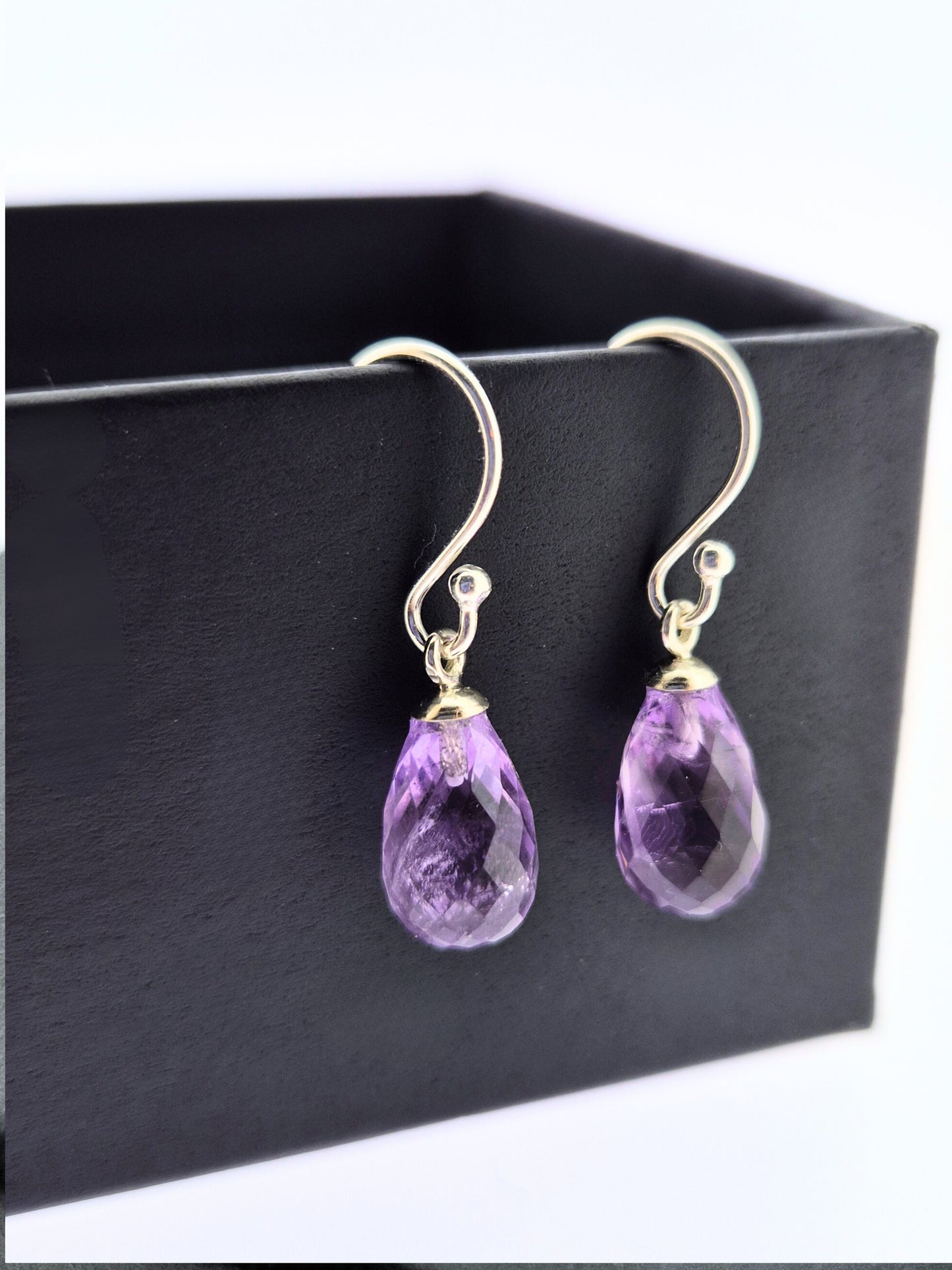 Sterling Silver Natural Gemstone Drop Earrings