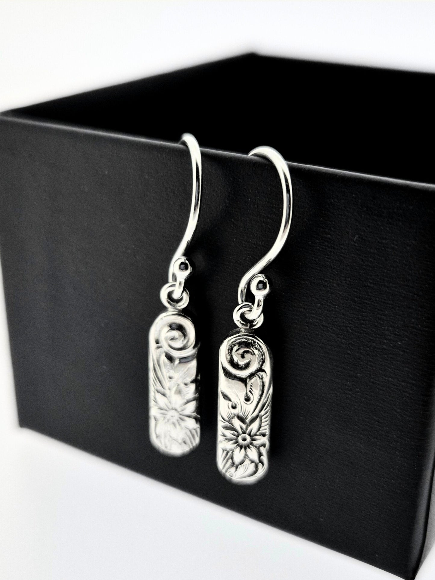 Sterling Silver Floral Drop Earrings