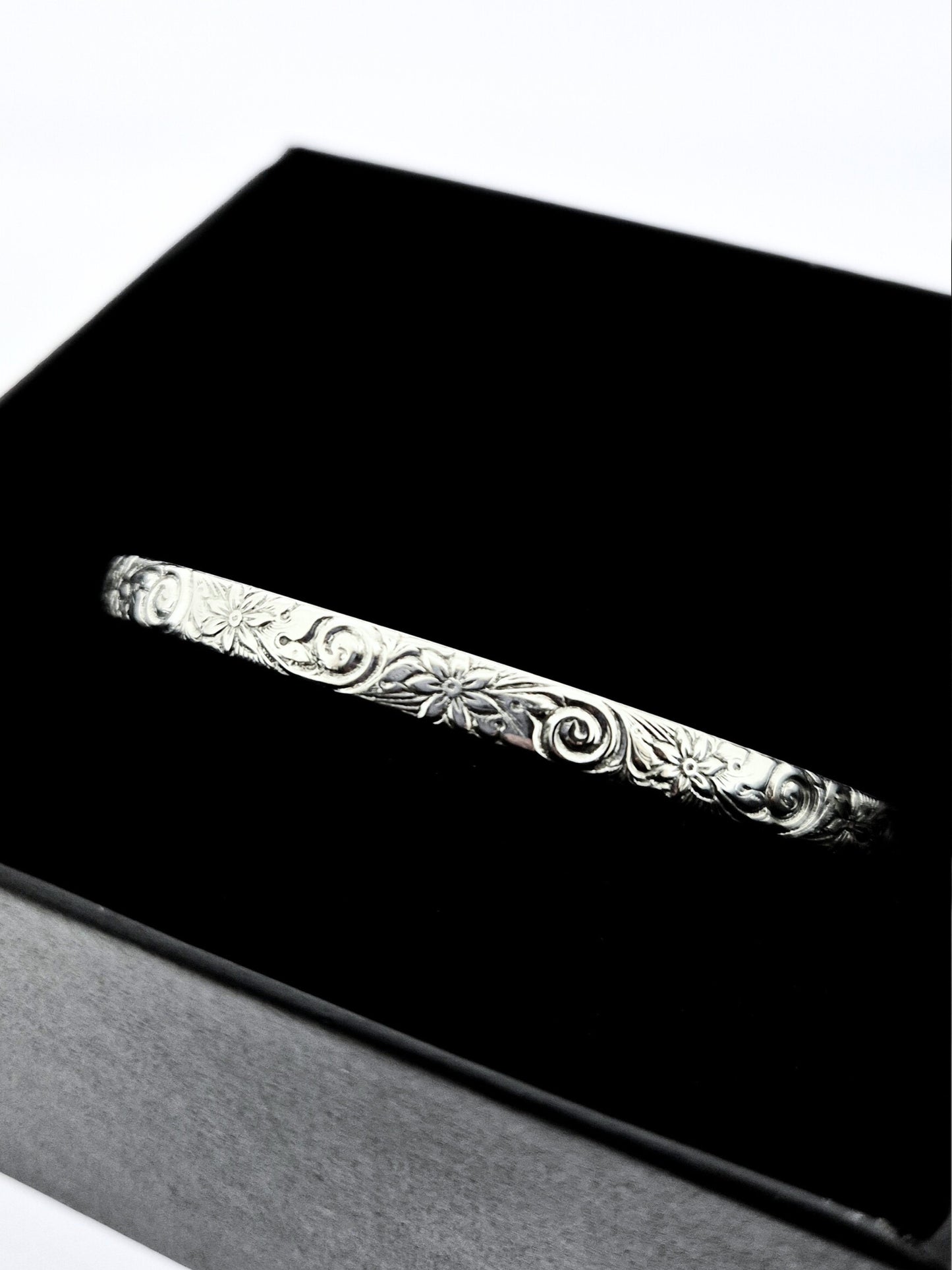 Sterling Silver Floral Bangle