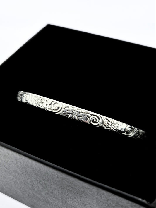 Sterling Silver Floral Bangle