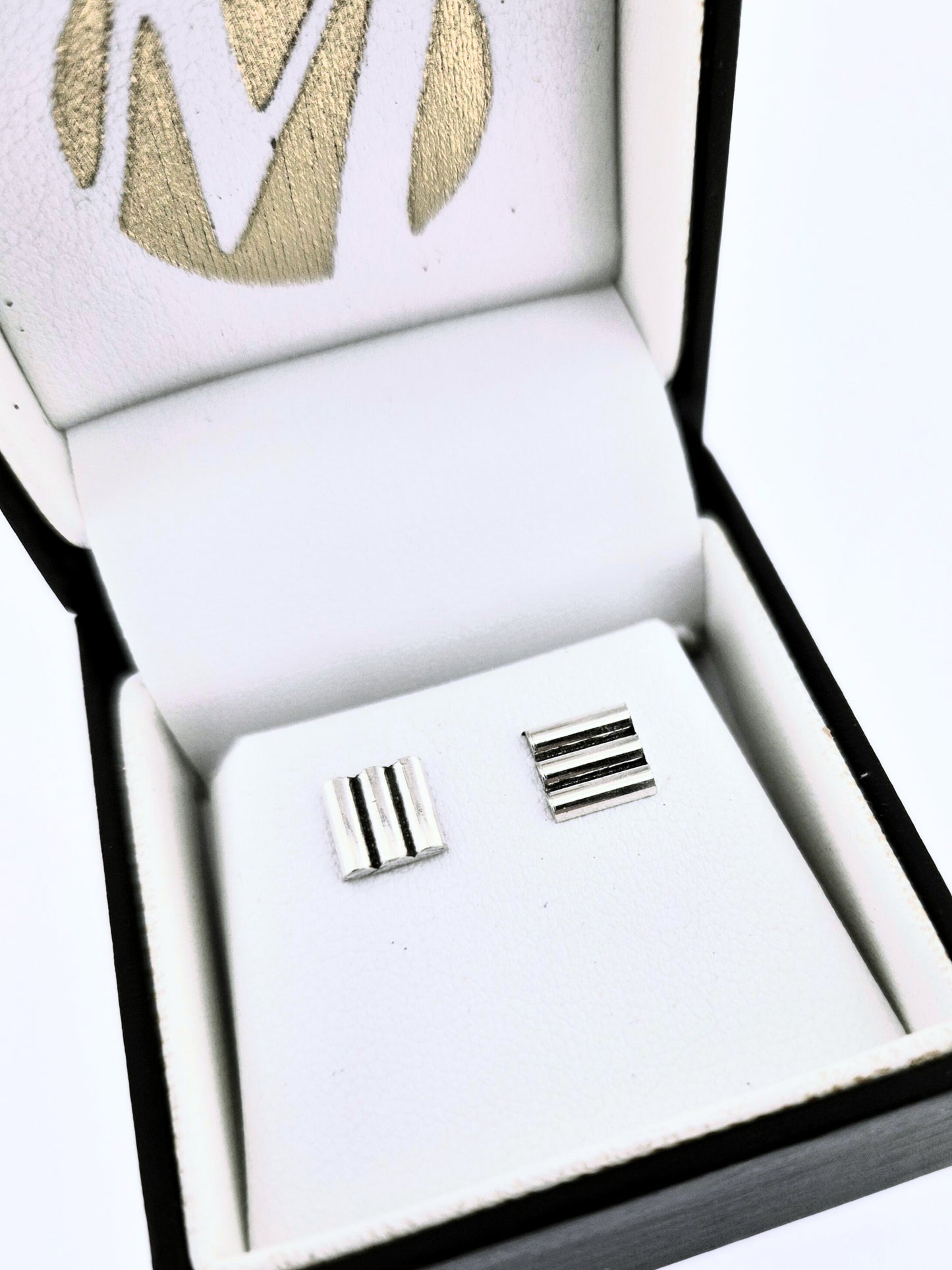 Sterling Silver Stripes Stud Earrings