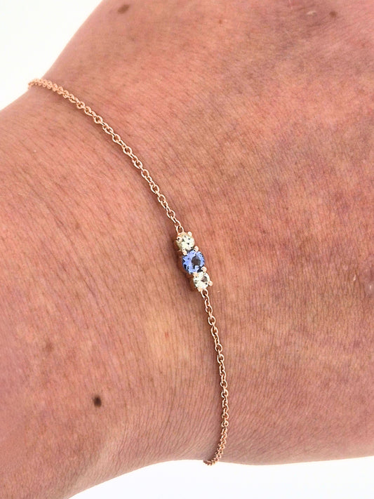 9ct Rose Gold, Tanzanite and White Sapphire Bracelet