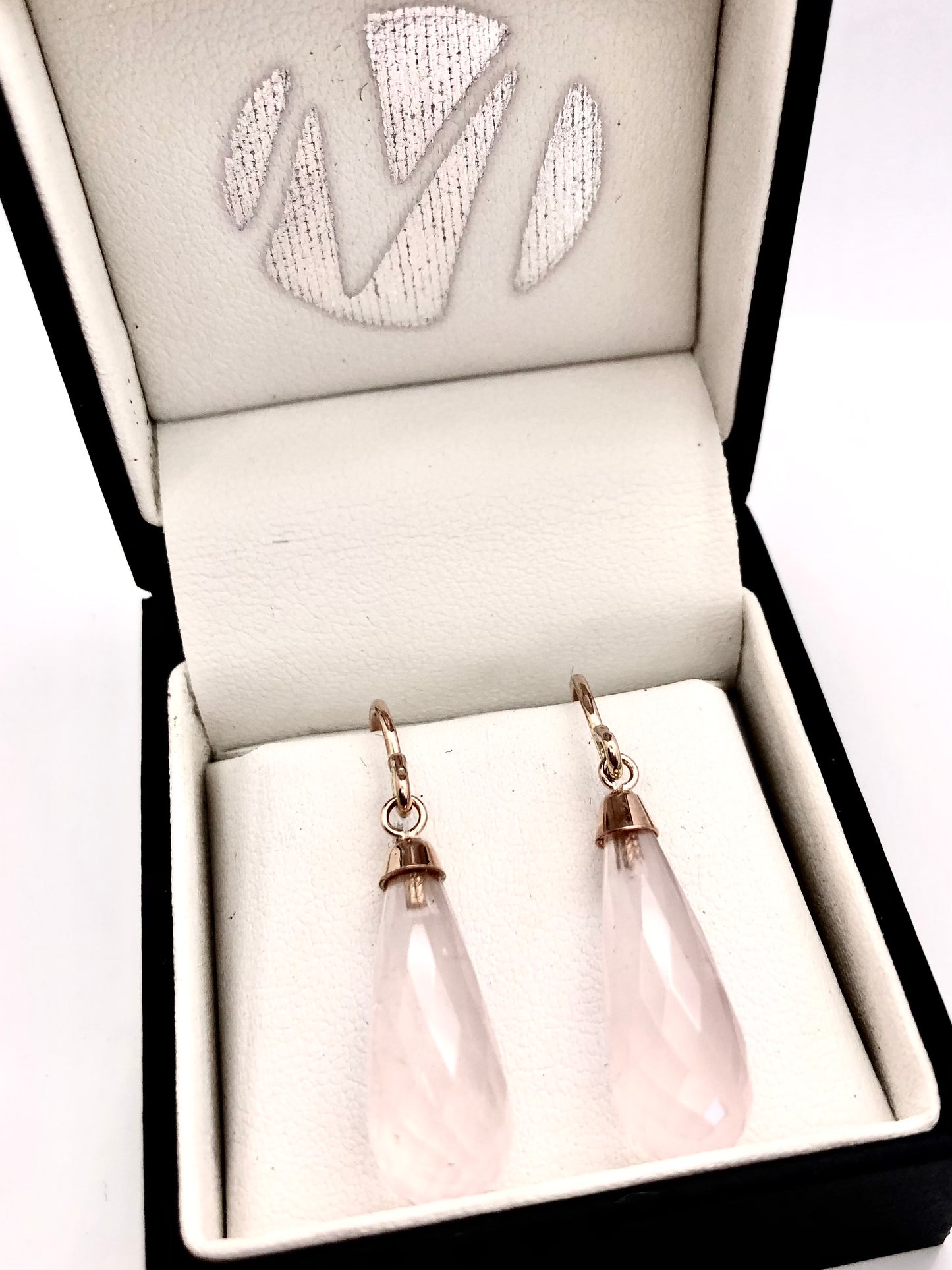 9ct Gold Rose Quartz Briolette Drop Earrings