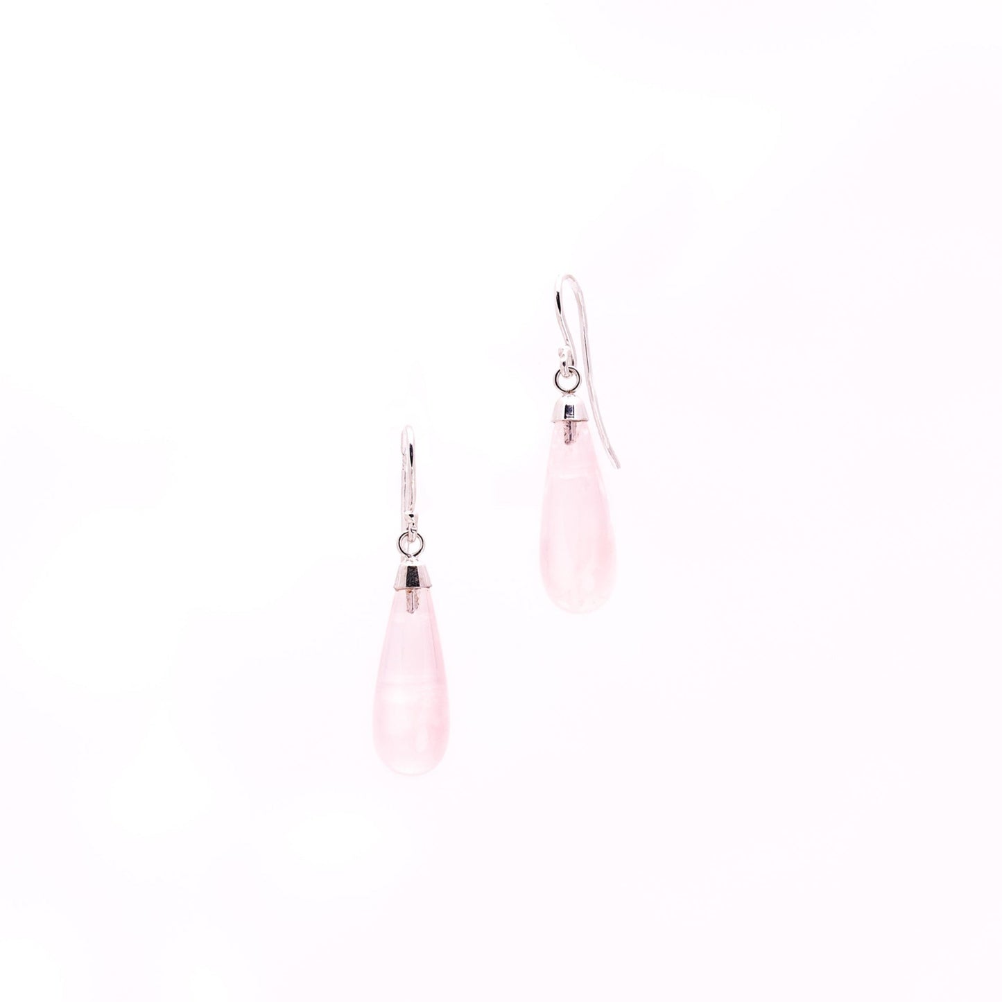 9ct Gold Rose Quartz Briolette Drop Earrings