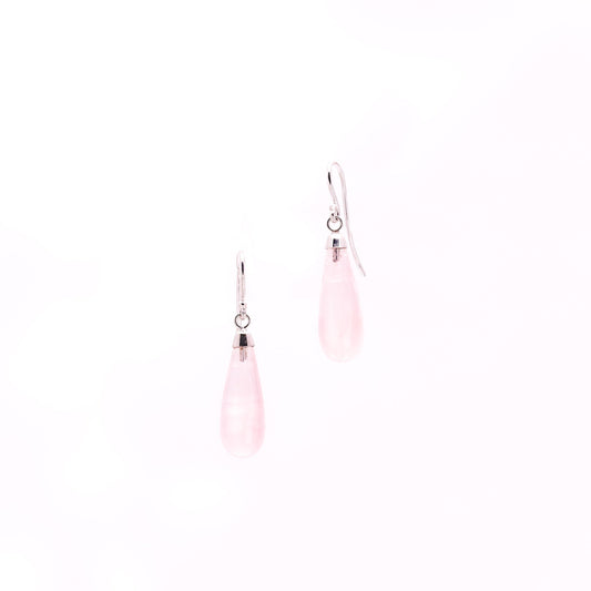 9ct Gold Rose Quartz Briolette Drop Earrings