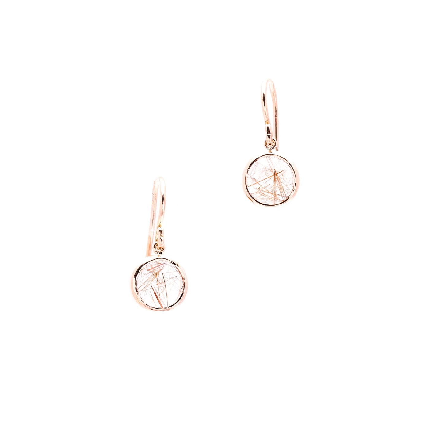 9ct Rose Gold Rutilated Quartz Drop Earrings